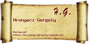 Hronyecz Gergely névjegykártya